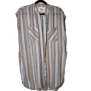 Anthropologie SMALL Holding Horses Sleeveless Striped Button Down Shirt Cotton